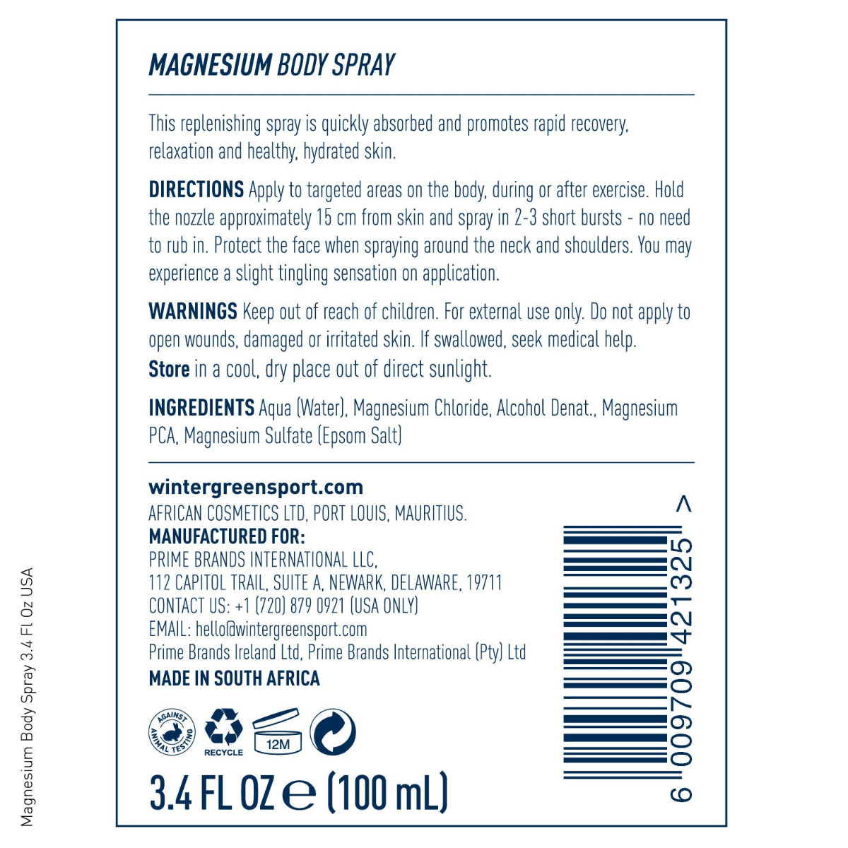 Magnesium Body Spray